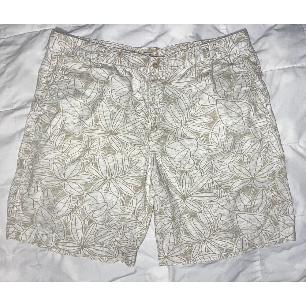 Ocean & Coast Men’s 40W Tropical Leaf Print Flat Front Chino Shorts Cotton